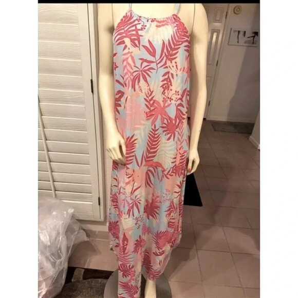 - For G and PL Women's Tropical Print Halter Maxi Dress Sleeveless size large - Picture 4 of 12